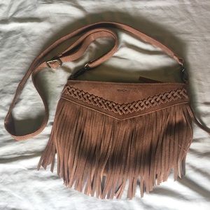 RVCA lulua leather fringe crossbody purse